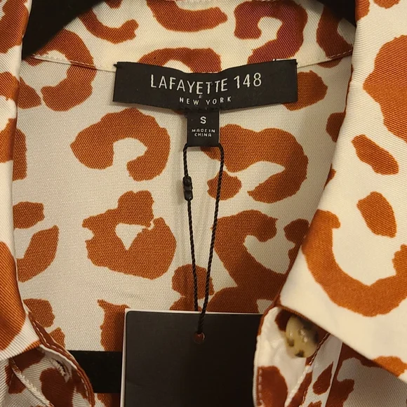 Layfayette 148 Animal Print Shirt Dress Size Small - Picture 3 of 6